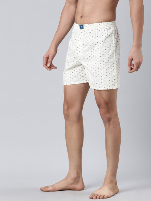 Beige Printed Cotton Boxer